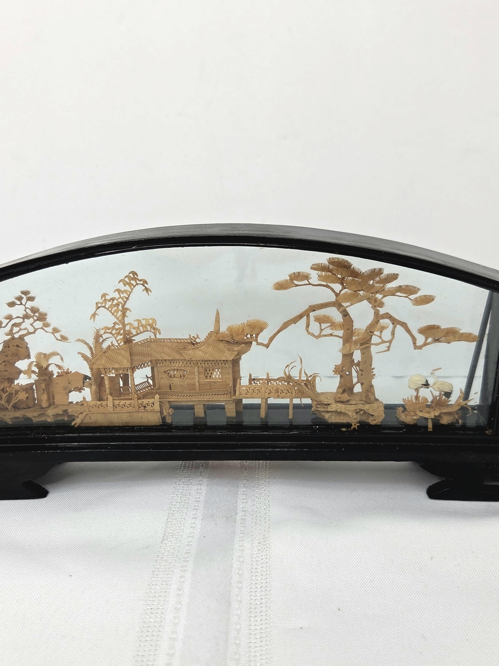 VTG Chinese Handcarved Pagoda Cork Diorama Art Miniature Landscape